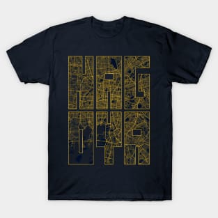 Nagoya, Japan City Map Typography - Gold Art Deco T-Shirt